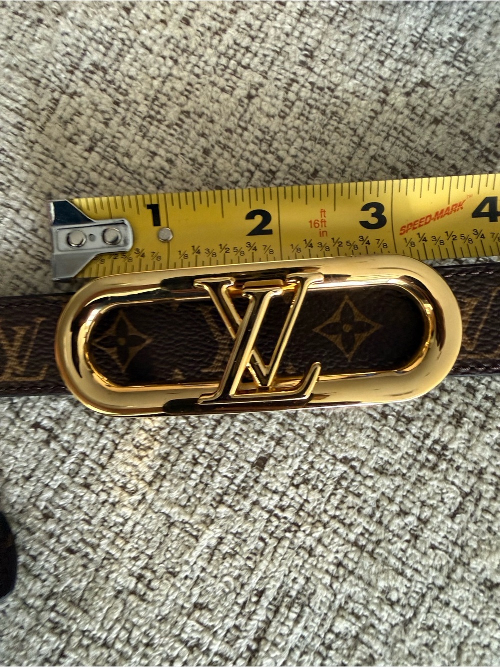 Louis Vuitton Monogram Belt with Gold LV Buckle - Brown - Picture 11 of 13